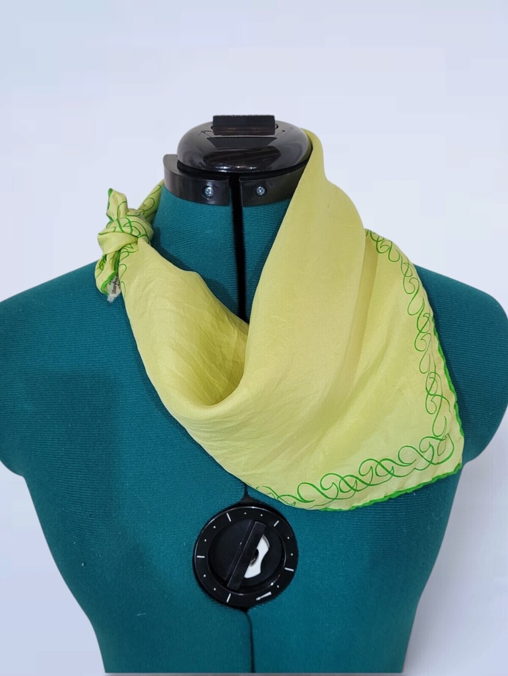 Vintage 60s Hudson's Bay Annette Paris Silk Scarf Green Italy Square